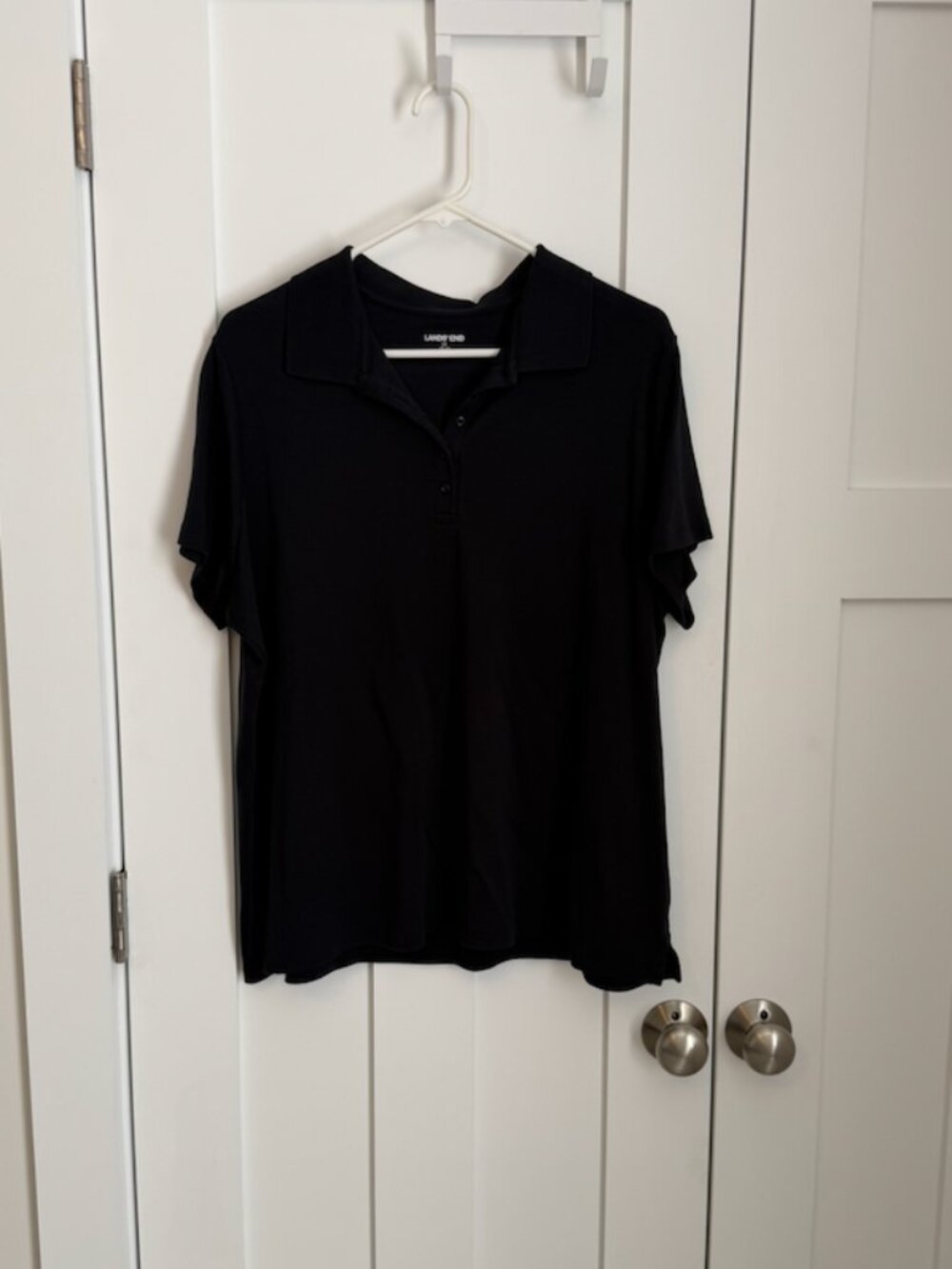Lands' End Women's 2X Black Supima Cotton Short Sleeve Polo Shirt